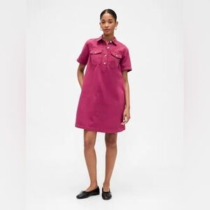 NWT Relaxed Denim Mini Dress Size Medium In Beaujolais By Gap Factory